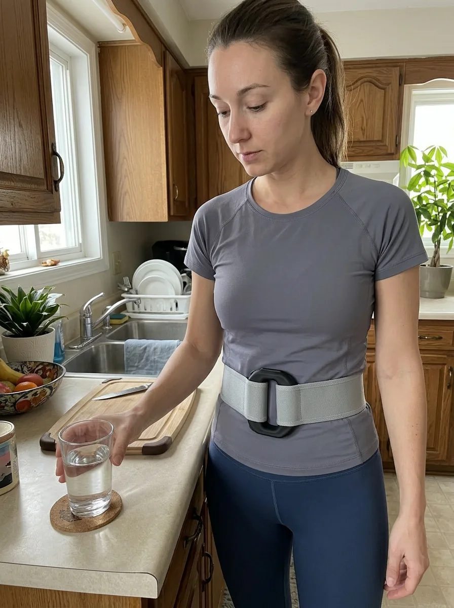 Customer-style photo of CorePulse used while standing in a kitchen.